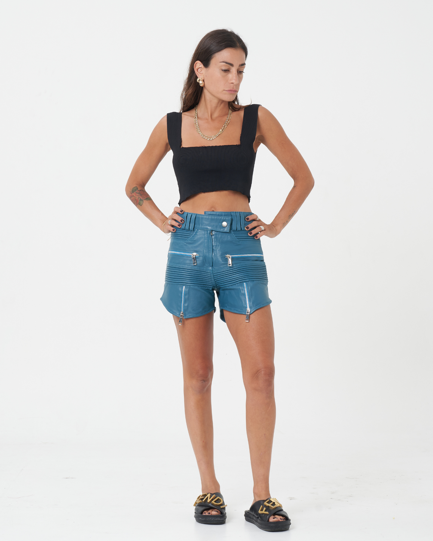 Moto Leather Shorts