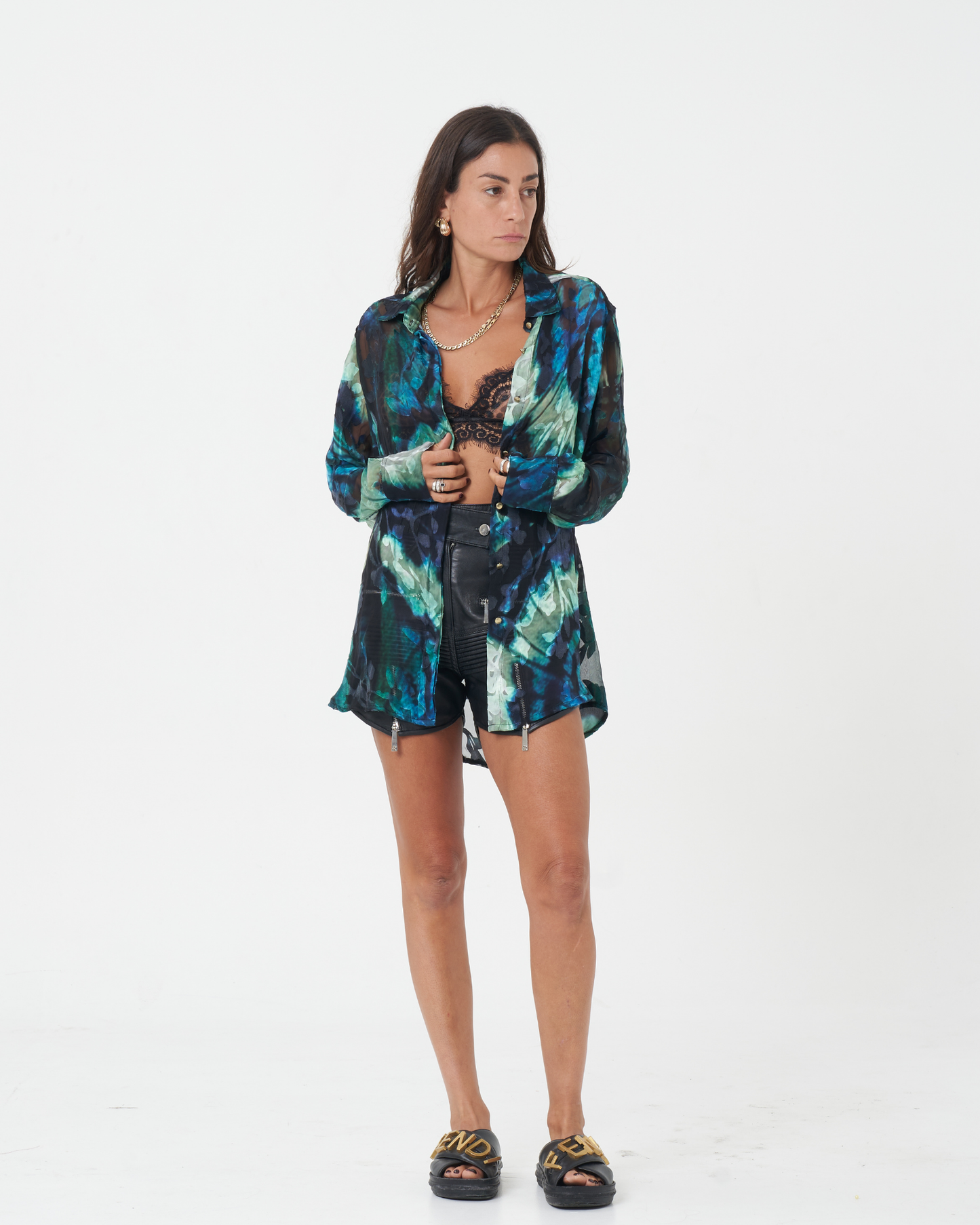 Burn Out Butterfly Silk Shirt