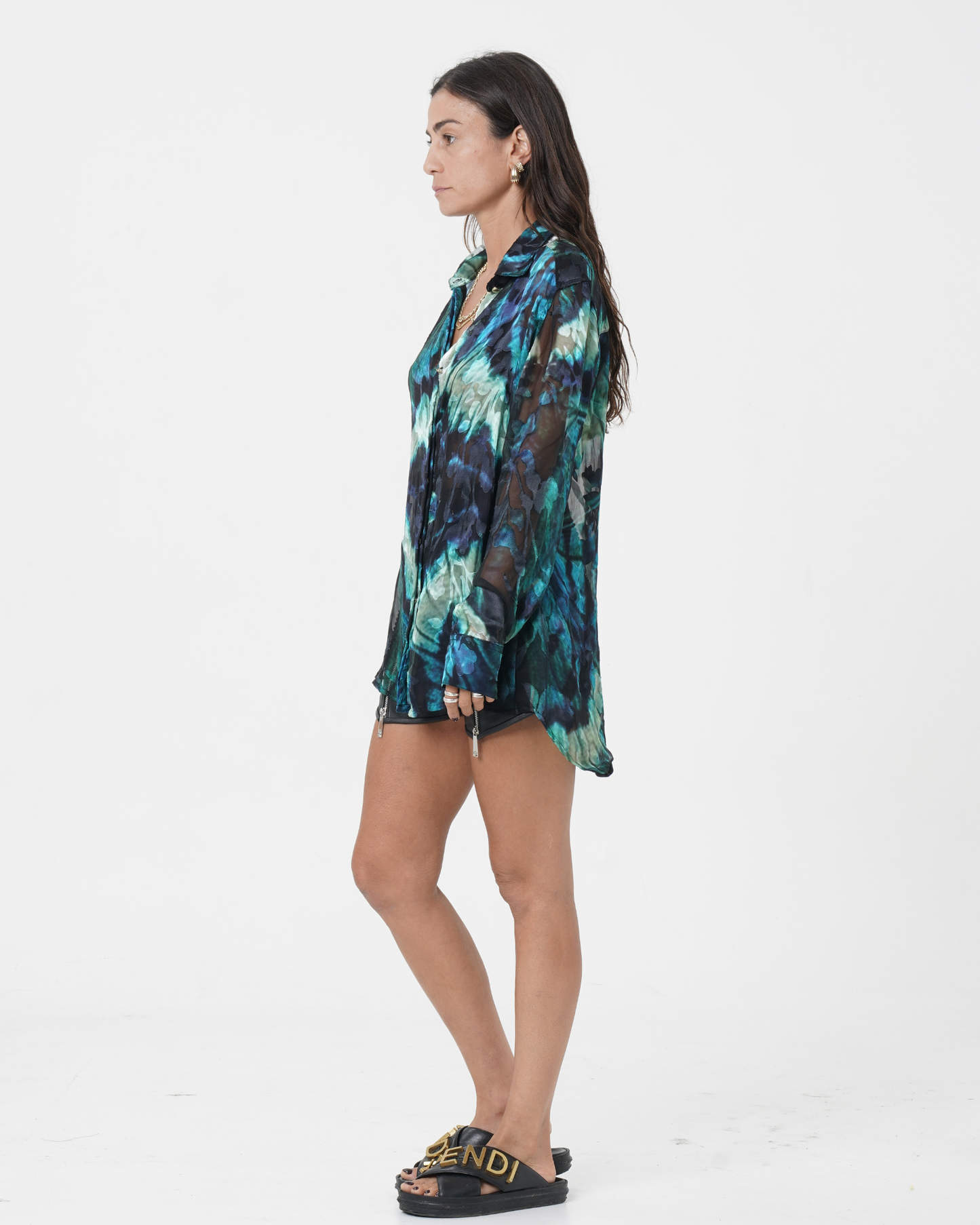 Burn Out Butterfly Silk Shirt