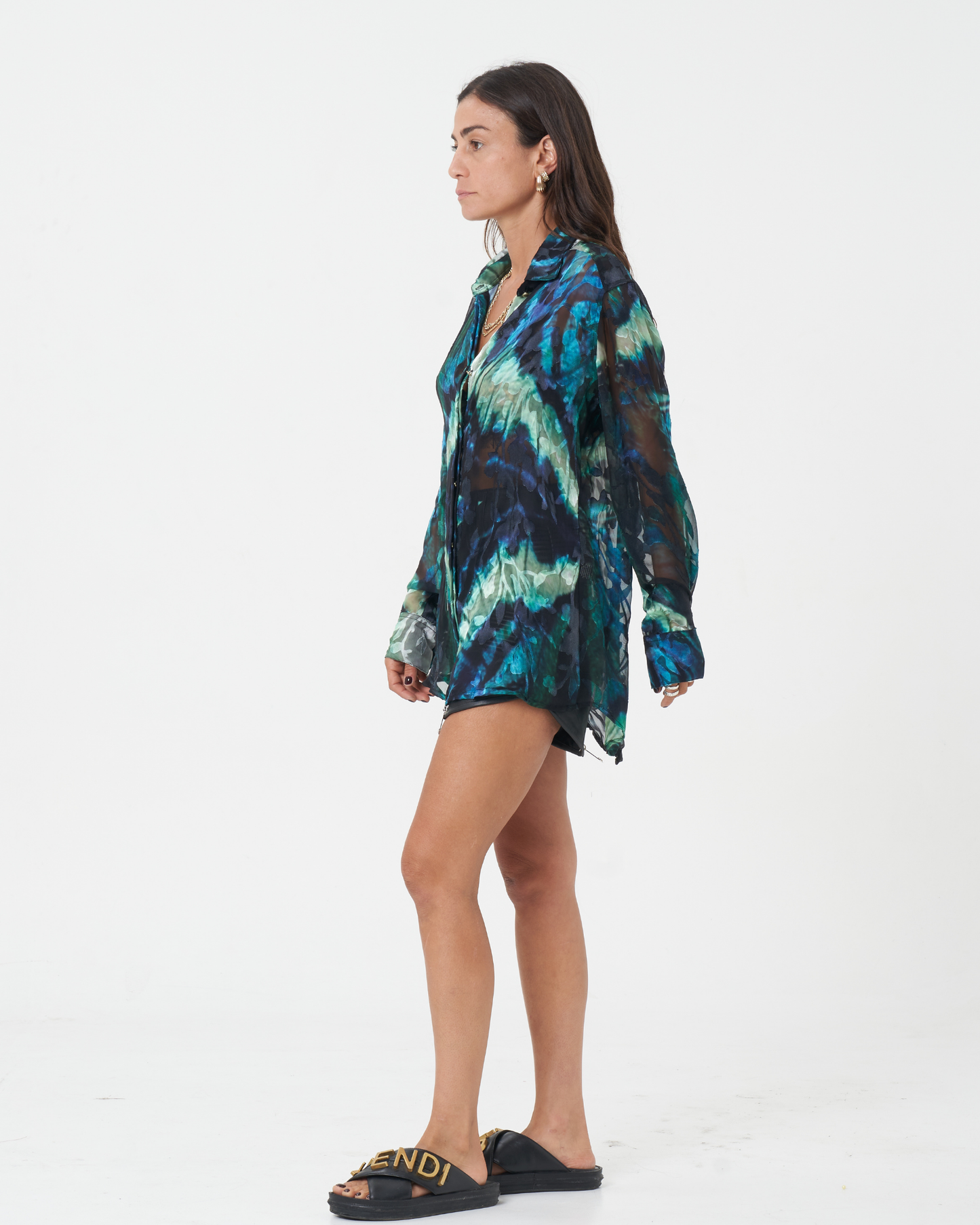 Burn Out Butterfly Silk Shirt