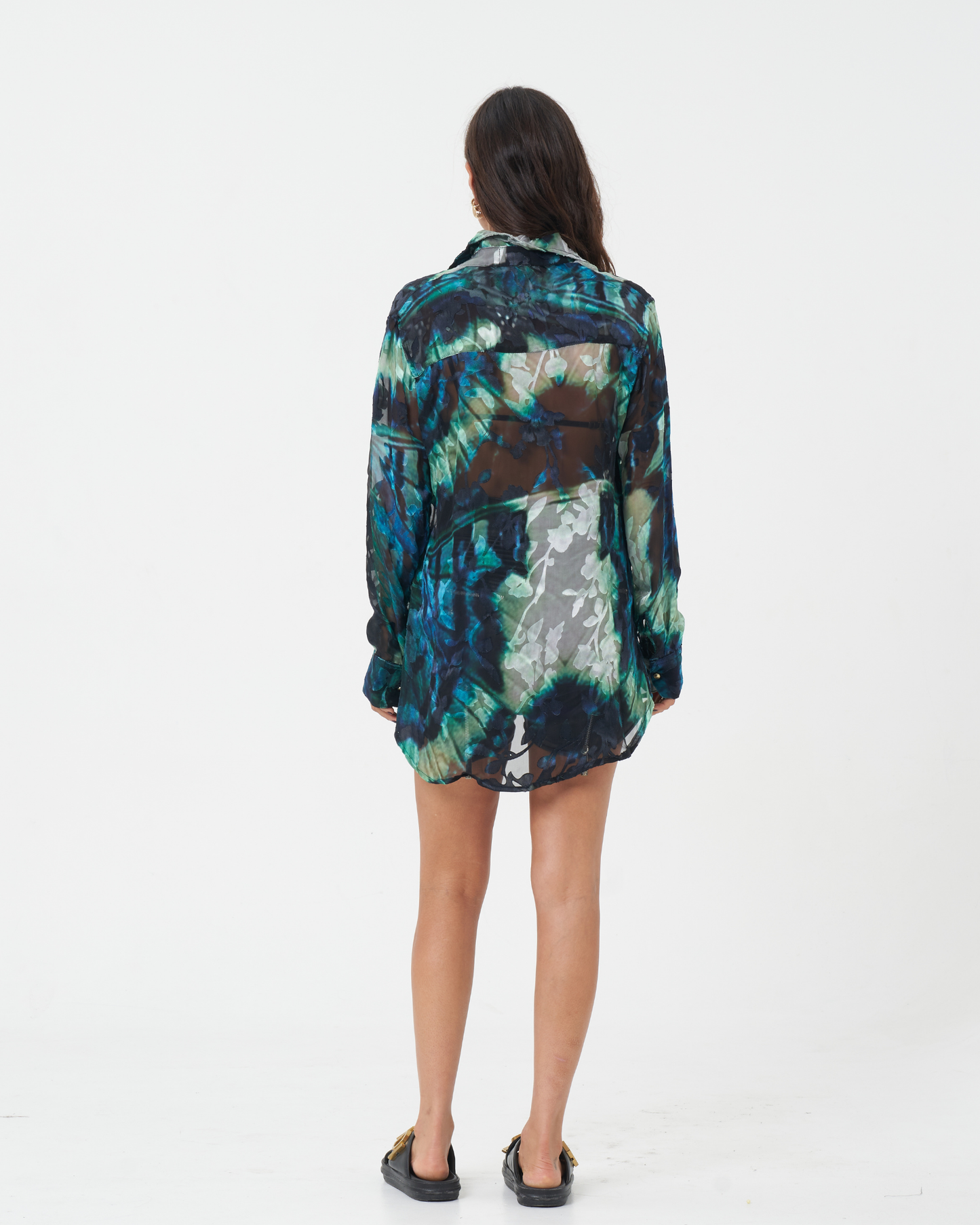 Burn Out Butterfly Silk Shirt