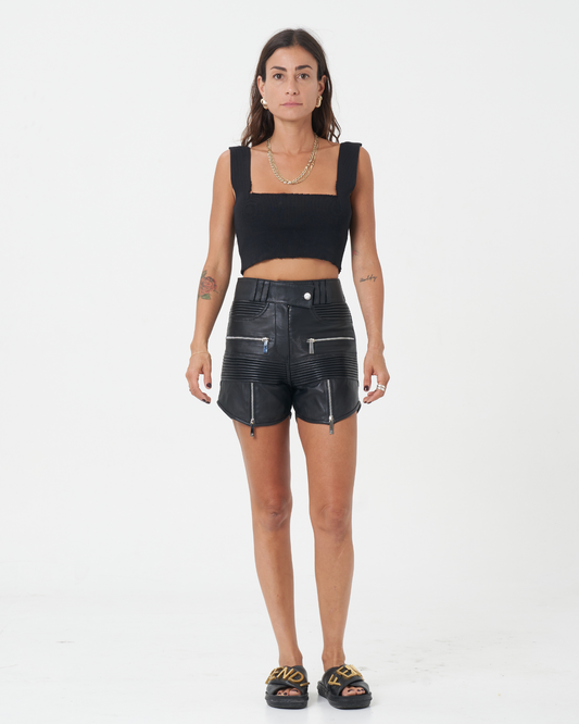 Moto Leather Shorts