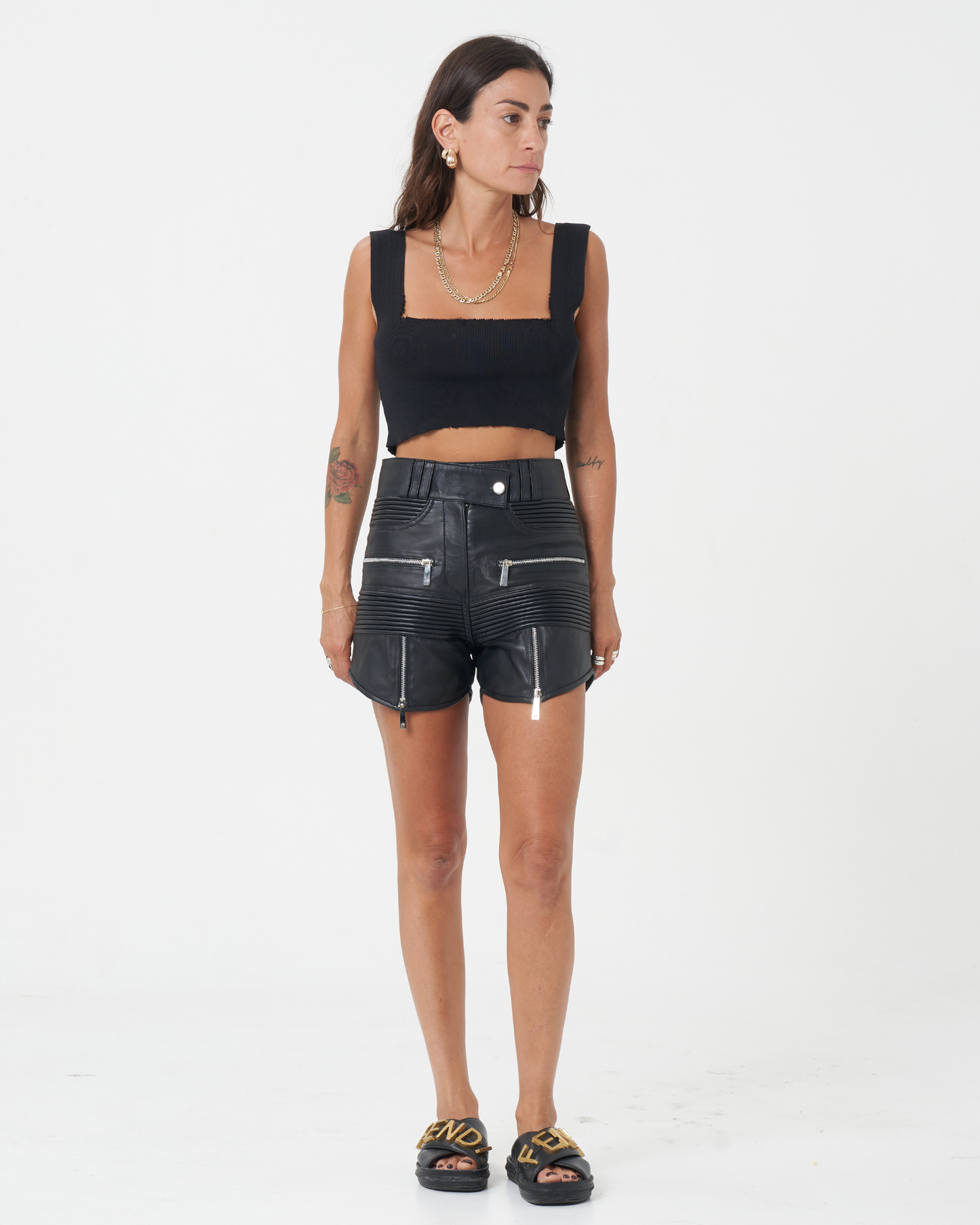 Moto Leather Shorts