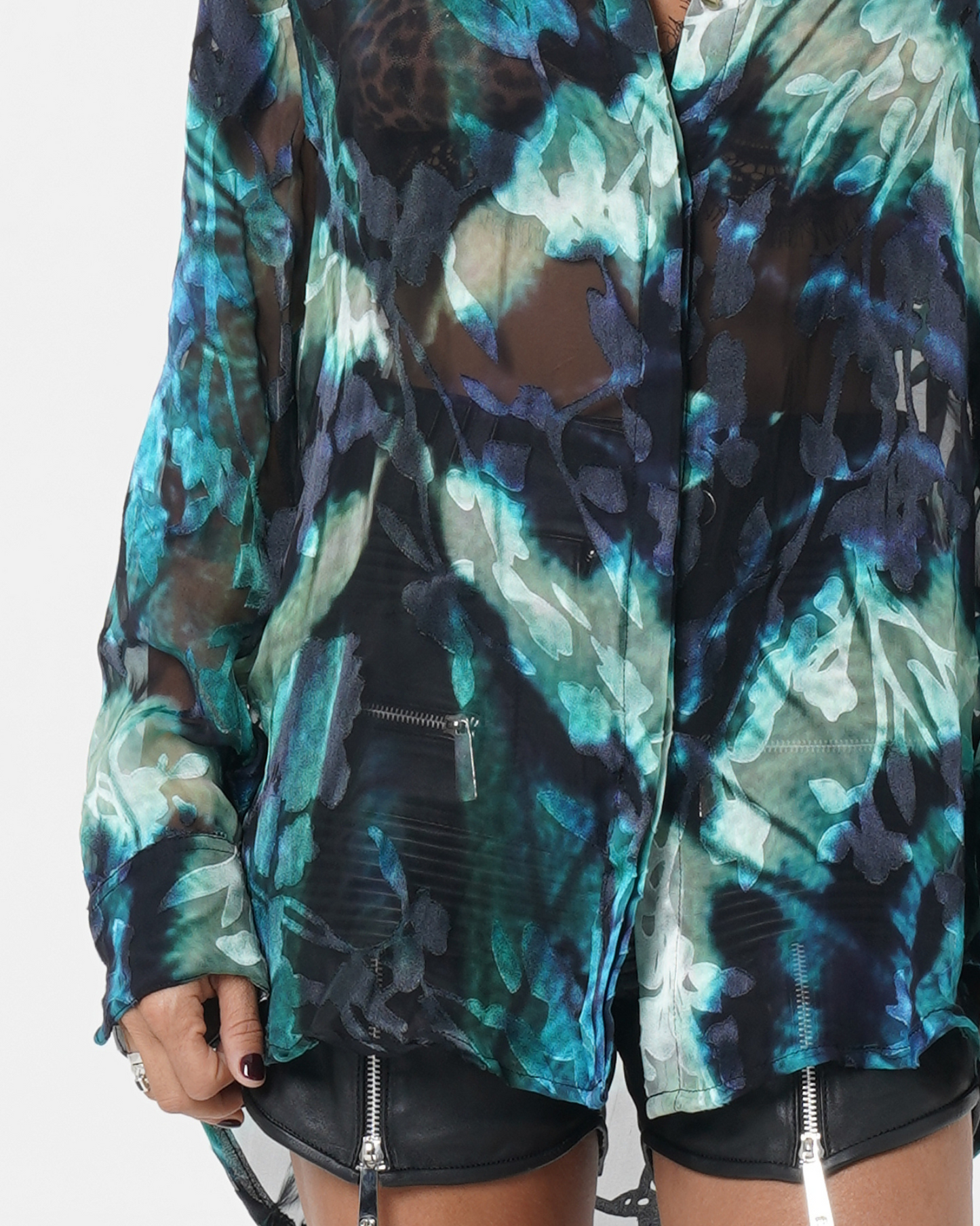 Burn Out Butterfly Silk Shirt