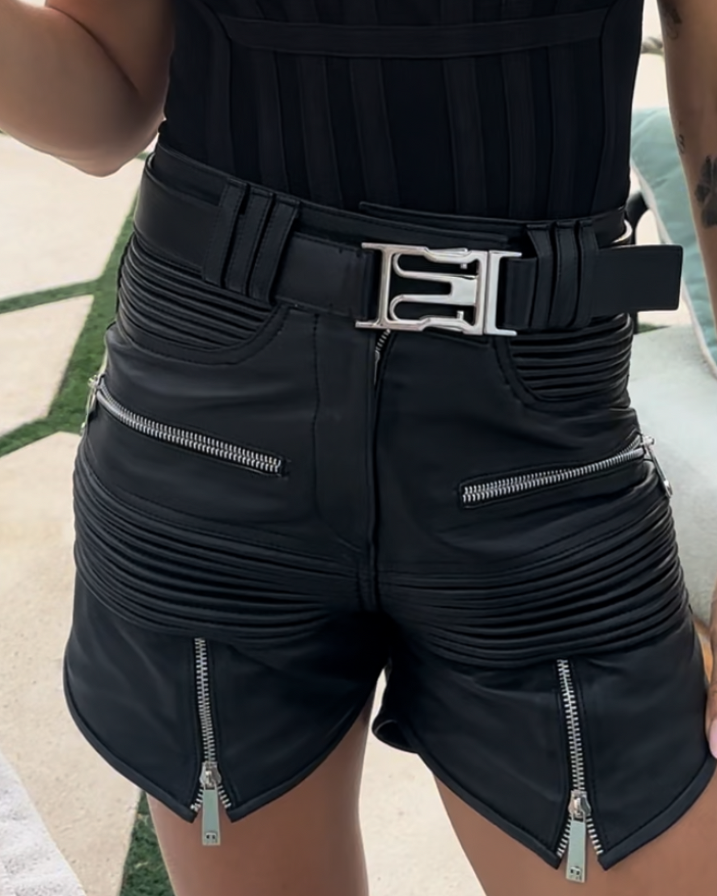 Moto Leather Shorts