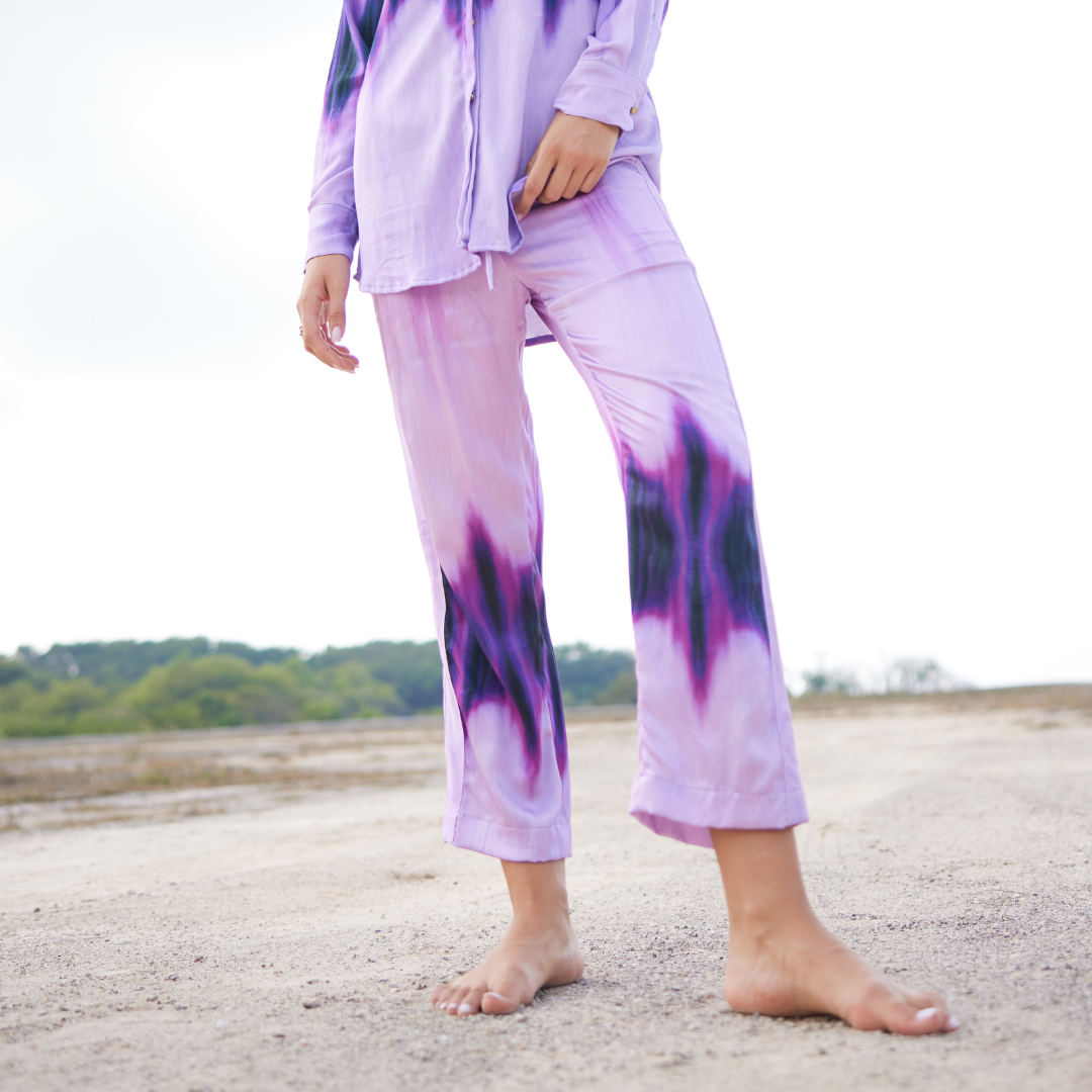 Purple Bleed Silky Pants