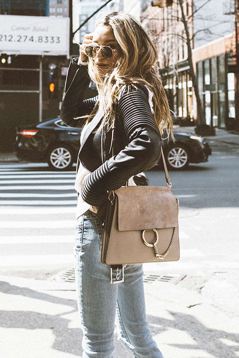 Famous 2Tone Leather Biker - Black and White