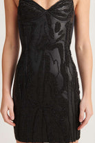 Beaded Leather Date Dress - Black