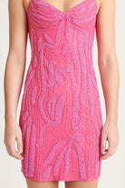 Beaded Leather Date Dress - Pink