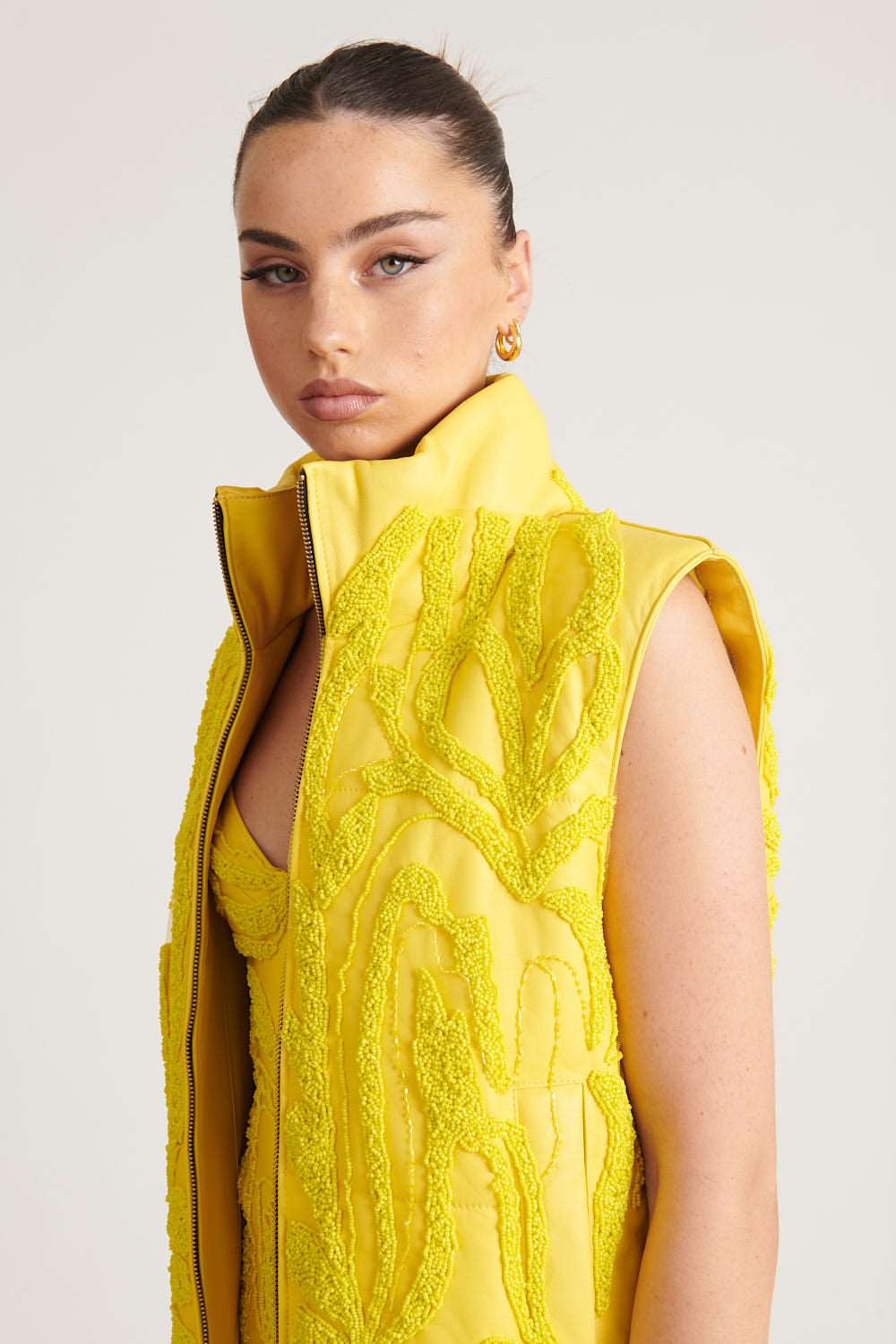 Yellow sale leather vest