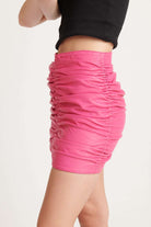 Leather Gather Skirt - Pink